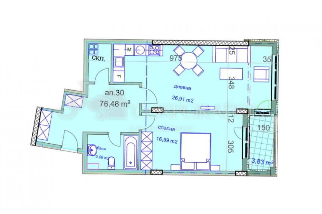one bedroom For sale, Манастрирски ливади, 94 sq.m.