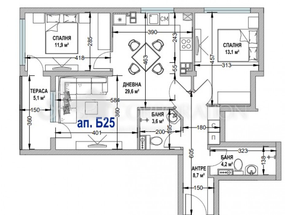 Two bedroom For sale, Овча купел, 109 sq.m.